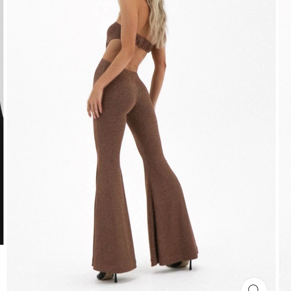 Natalie Rolt Metallic Bronze Flared Jumpsuit - Picture 2 of 2